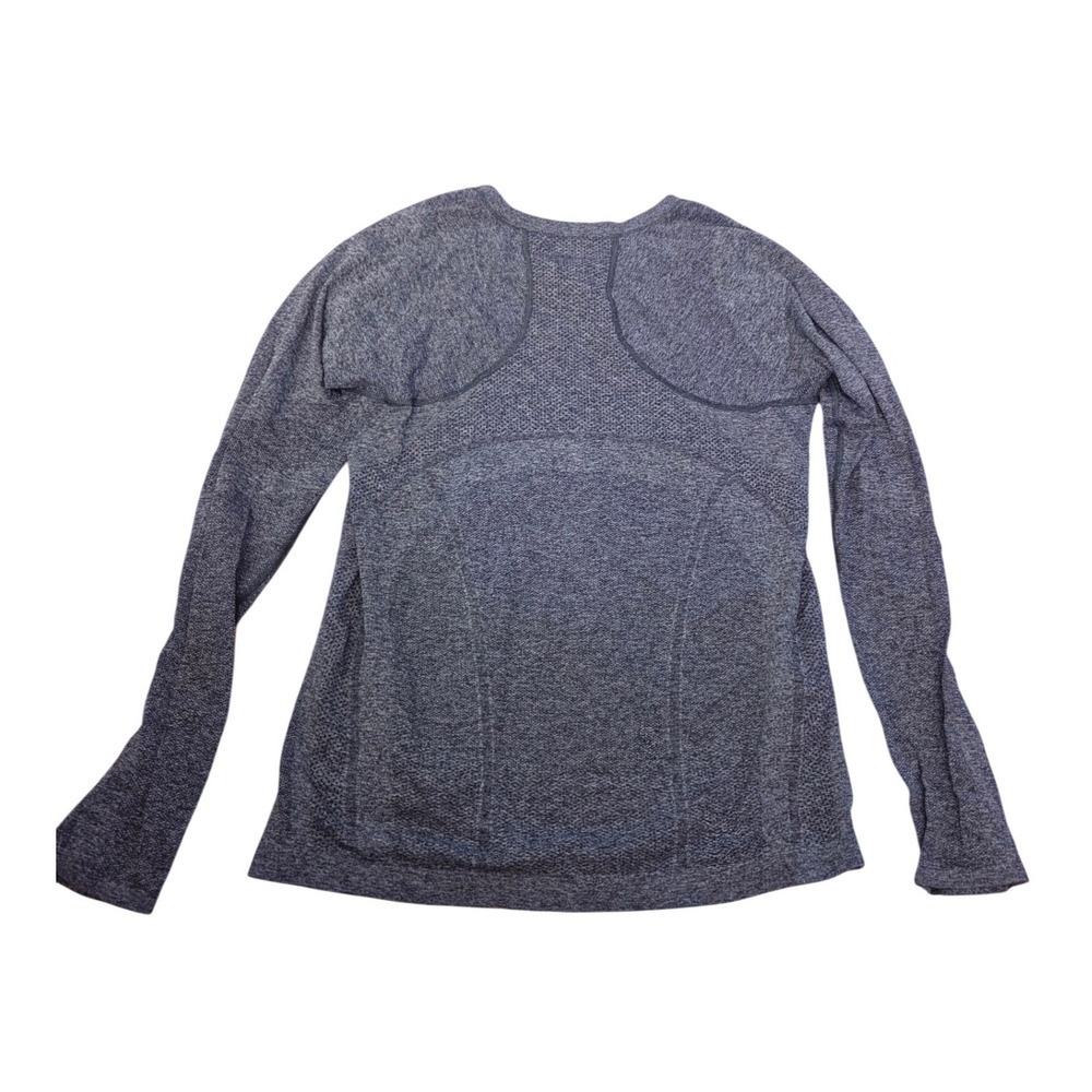 Athleta Momentum Seamless Long Sleeve Workout Top Heathered Blue Gray Large